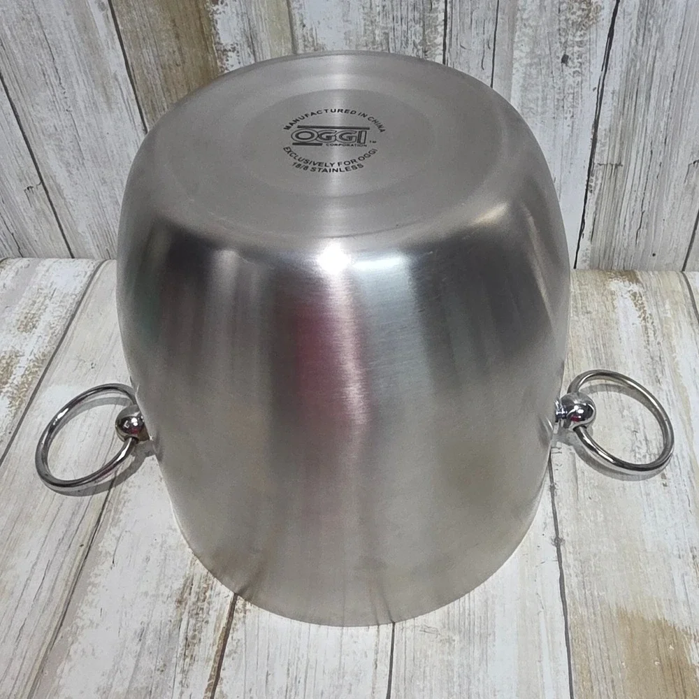 Oggi Stainless Steel Ice Bucket Double Walled Insulated Wine Chiller Silver Ring